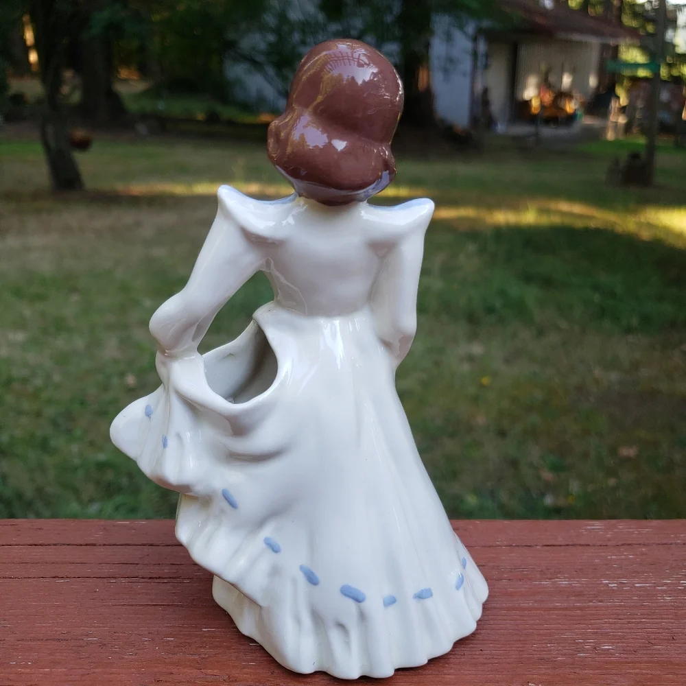 Vintage Florence Ceramics Man & Women Figurine & Flower Holder/Planter WITH WEAR